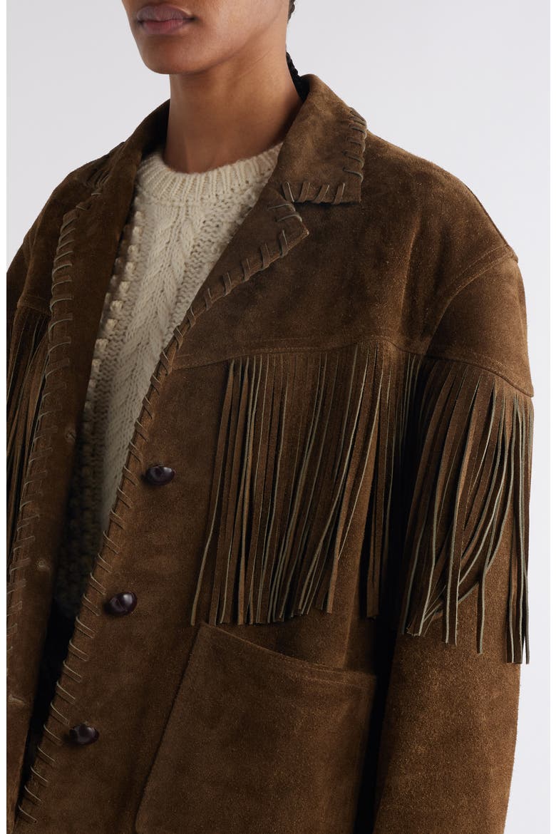 Fabie Fringed Suede Jacket, Alternate, color, BRONZE