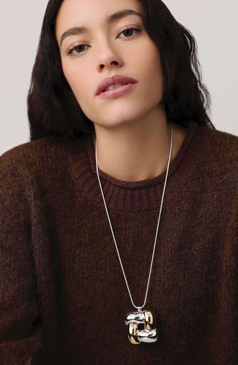 JENNY BIRD Woven Square Pendant Necklace, Alternate, color, Two-Tone