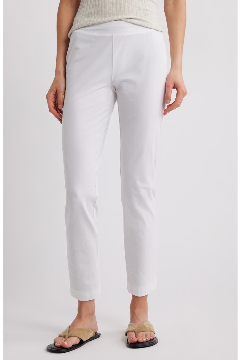 High Waist Slim Ankle Pants, Main, color, WHITE