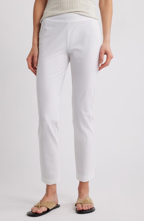 Eileen Fisher High Waist Slim Ankle Pants (Petite)