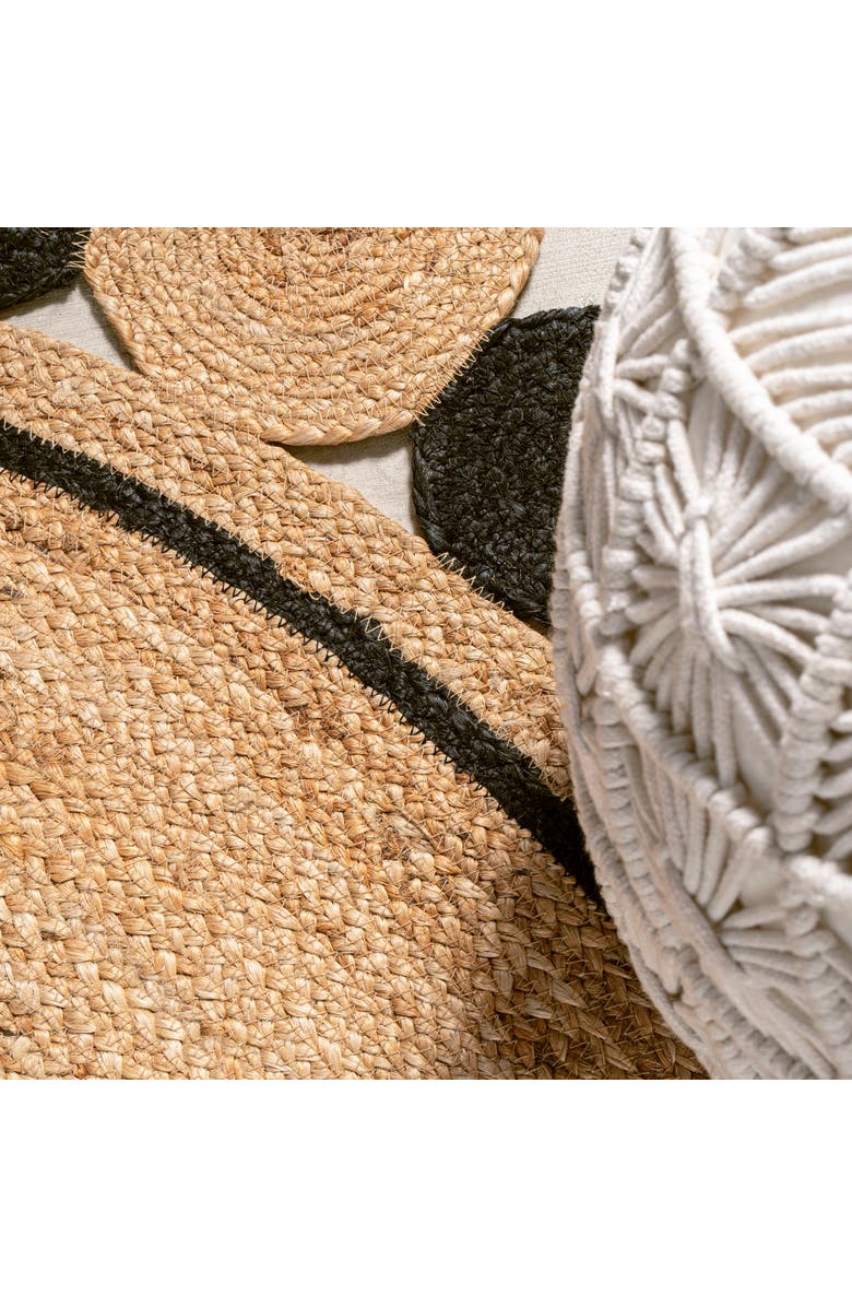 JONATHAN Y Aurora Two-Tone Jute Hippy Circle Medallion Round Area Rug, Alternate, color, Black/Natural
