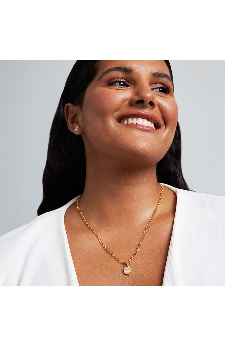 Dean Davidson Petit Pavé Knockout Disc Pendant Necklace, Alternate, color, White Topaz/ Gold