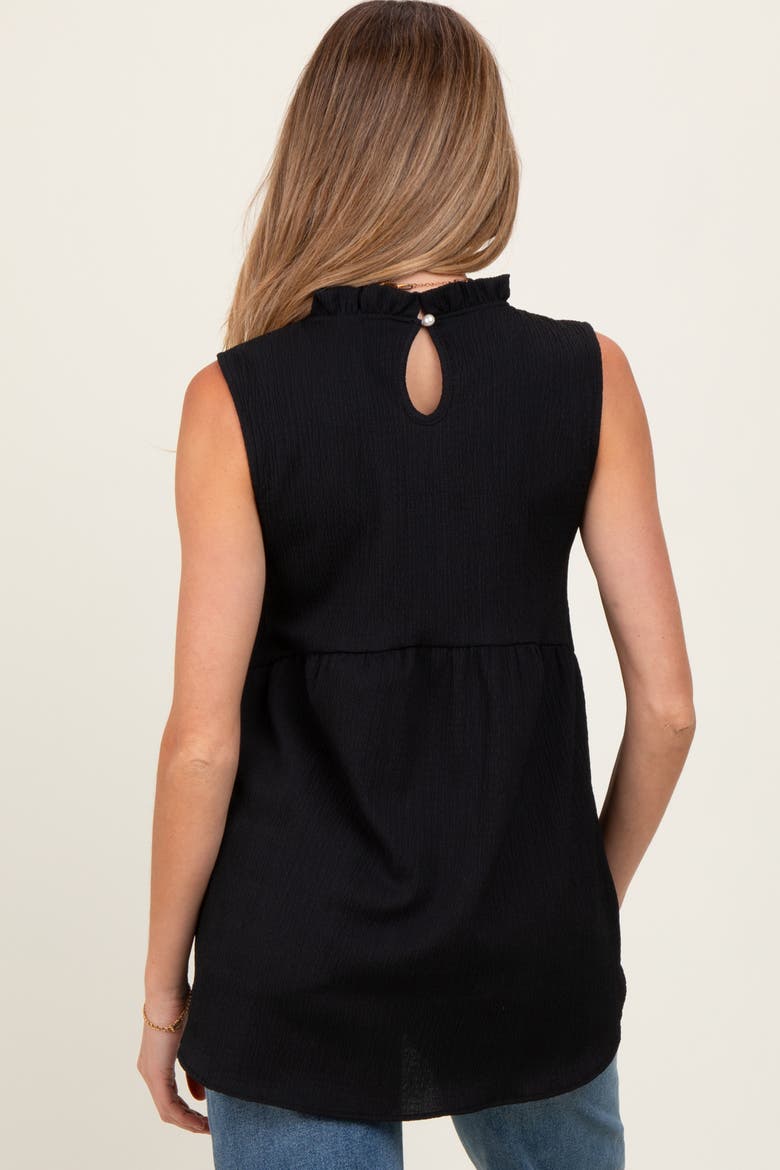 Ruffle Mock Neck Sleeveless Blouse, Alternate, color, Black