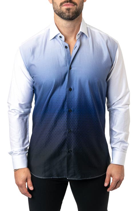 Fibonacci Antonio 45 Ombré Cotton Button-Up Shirt