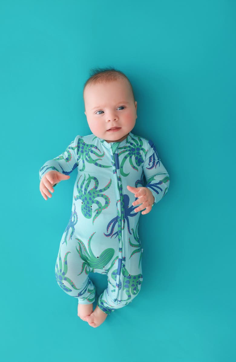 Posh Peanut Fitted Convertible One-Piece Pajamas, Alternate, color, Blue