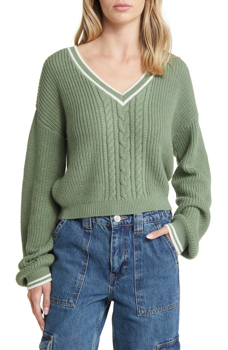 BP. Balloon Sleeve Cable Knit Sweater, Main, color, 