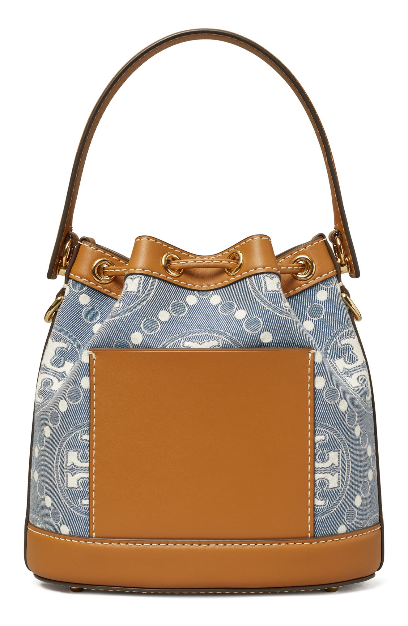 Tory Burch T Monogram Denim Bucket Bag, Alternate, color, 
