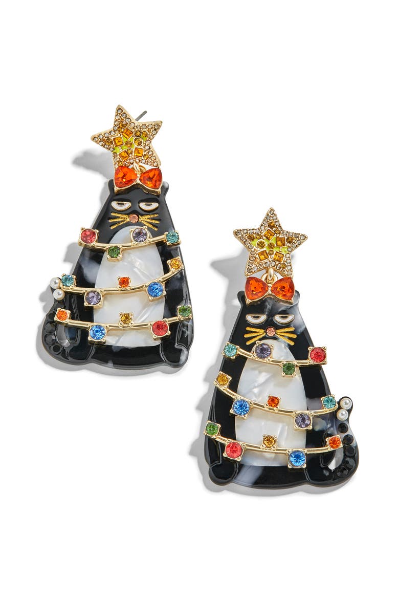 Merry Meow Earrings, Main, color, MULTI