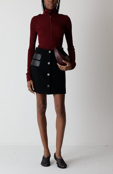 Proenza Schouler Norah Half Zip Rib Top | Nordstrom
