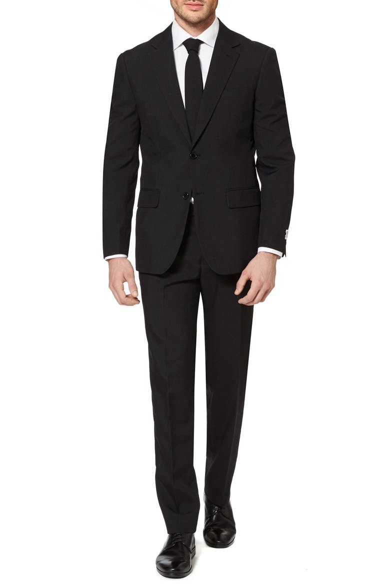 Black Knight Slim Fit Two-Piece Suit & Tie Set, Alternate, color, BLACK