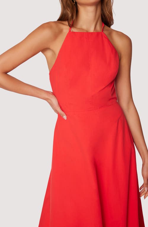 Lost + Wander Halter Neck Bubble Hem Cotton Midi Dress In Red