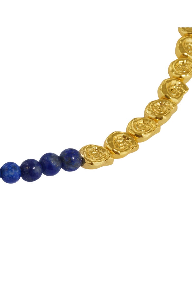 Ottoman Hands Waterproof Lapis and Pink Jade Beaded Necklace, Alternate, color, Gold