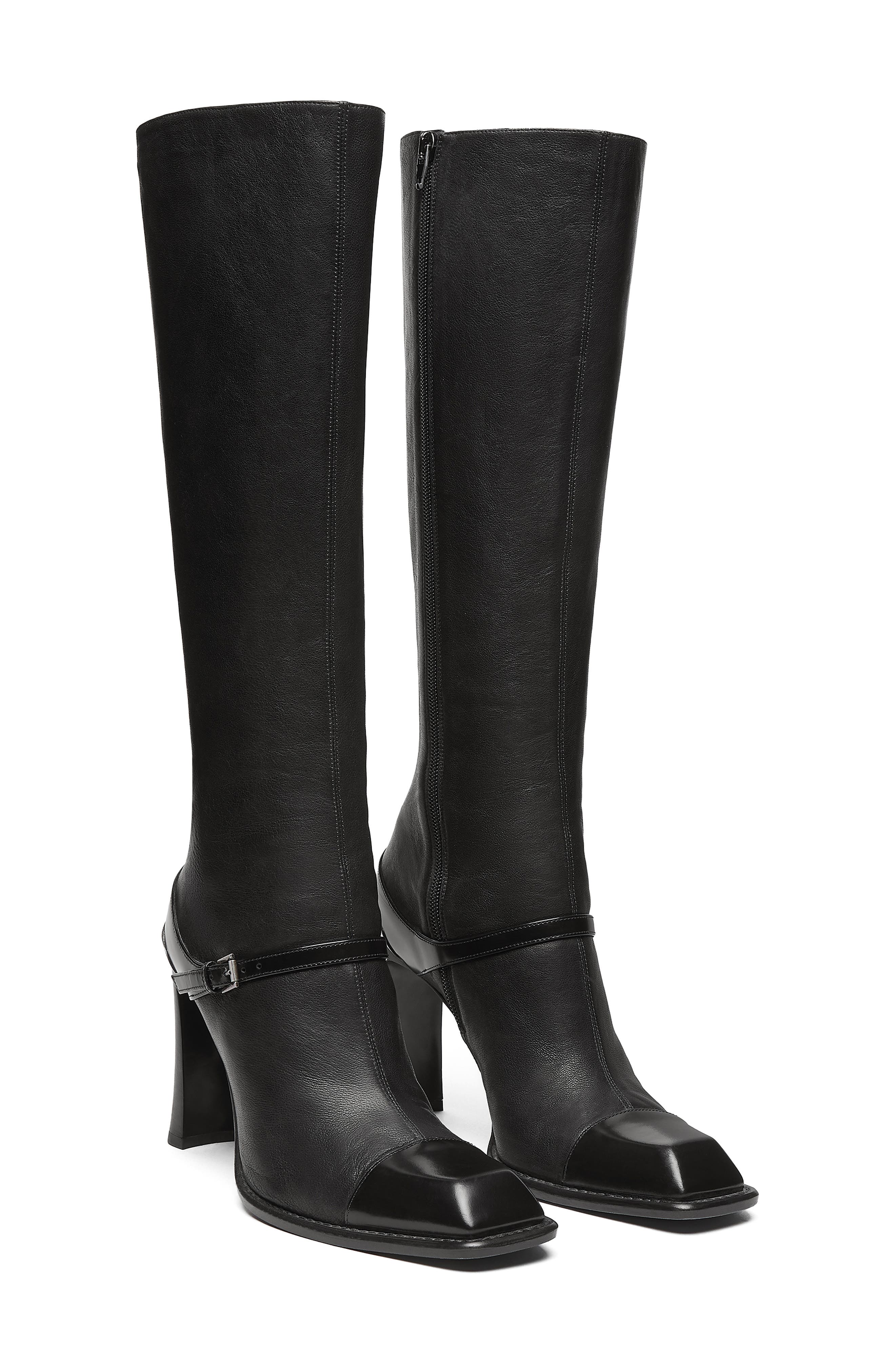 Niko Leather Knee High Boot, Main, color, BLACK