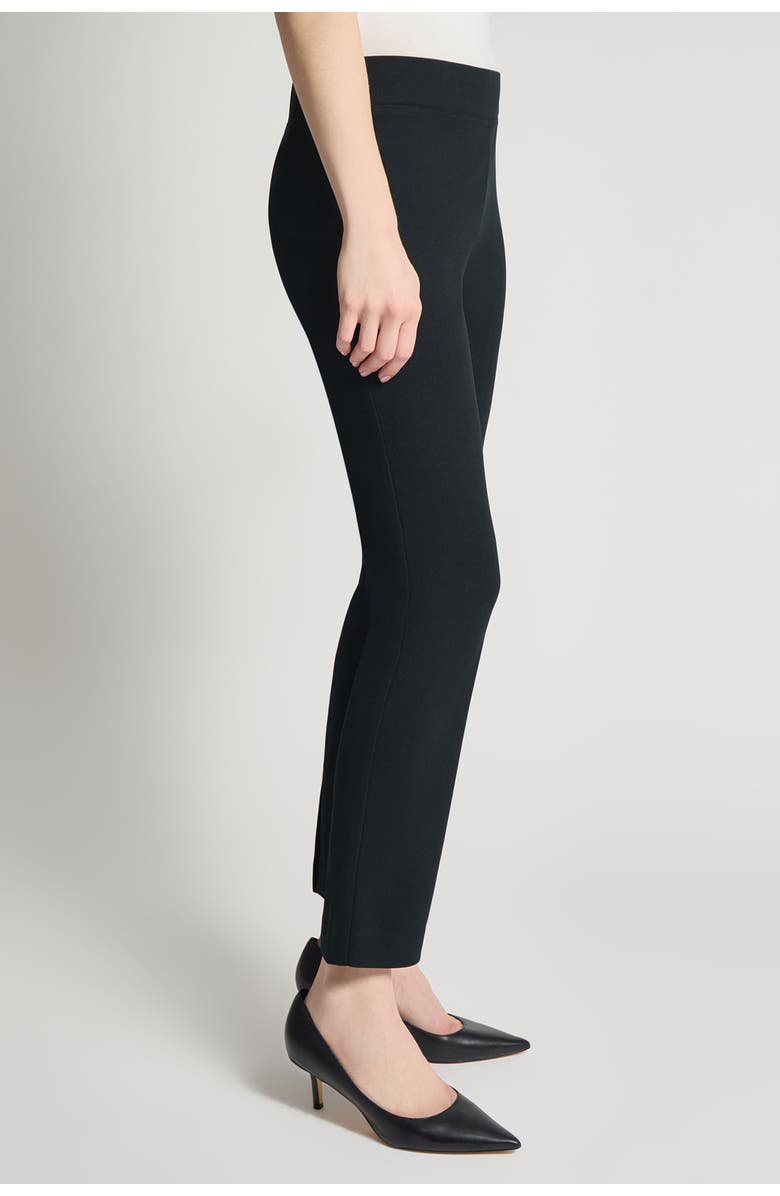 Ming Wang Stretch Deco Crepe Straight-Leg Pants, Alternate, color, Black