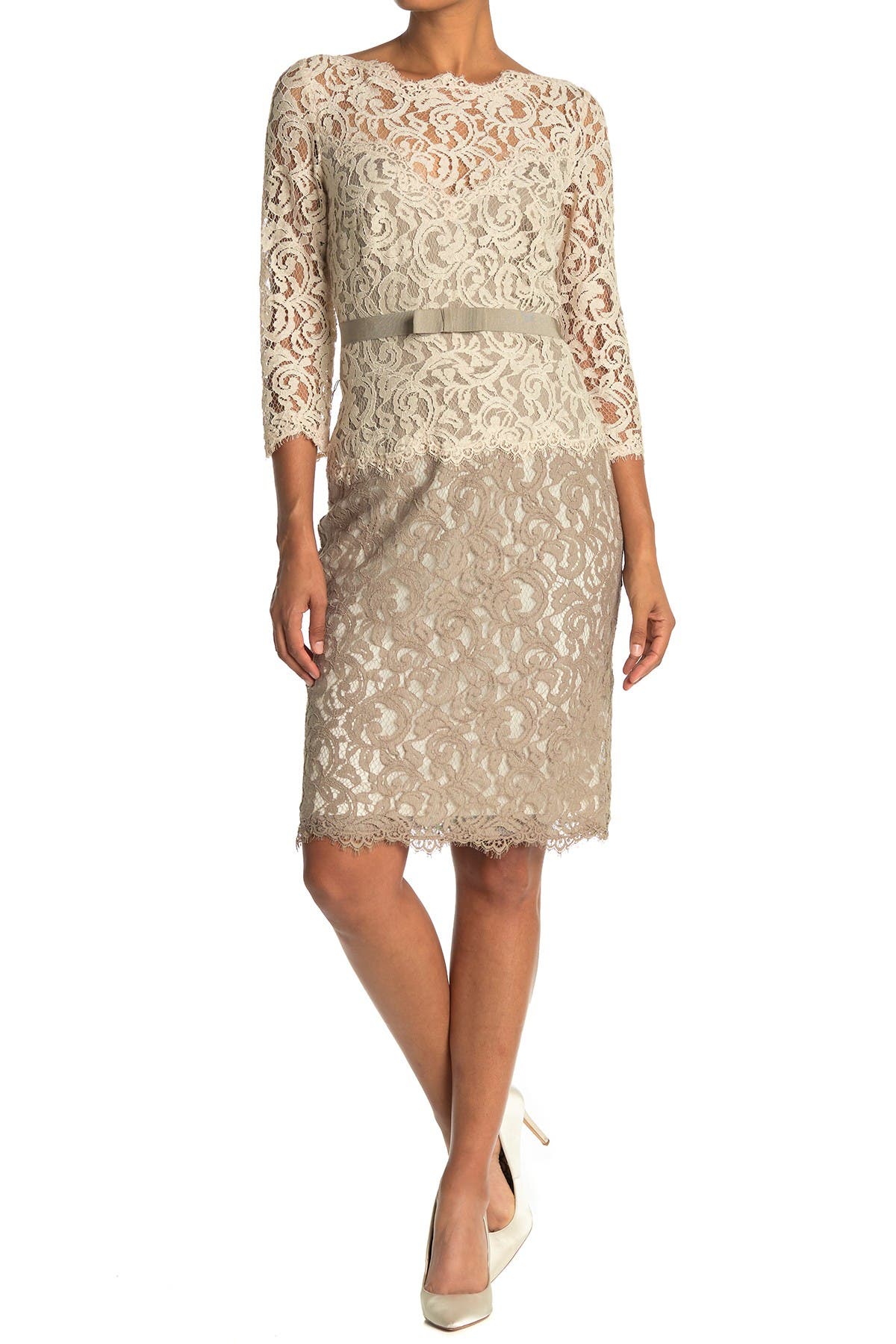 Tadashi Shoji Two-Tone Lace Sheath Dress (Women) | Nordstromrack