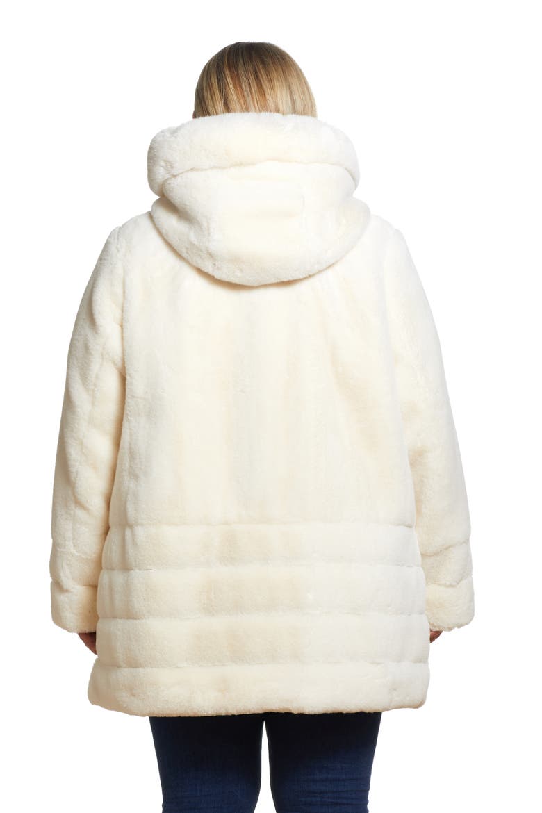 Hooded Faux Fur Coat, Alternate, color, CREAM