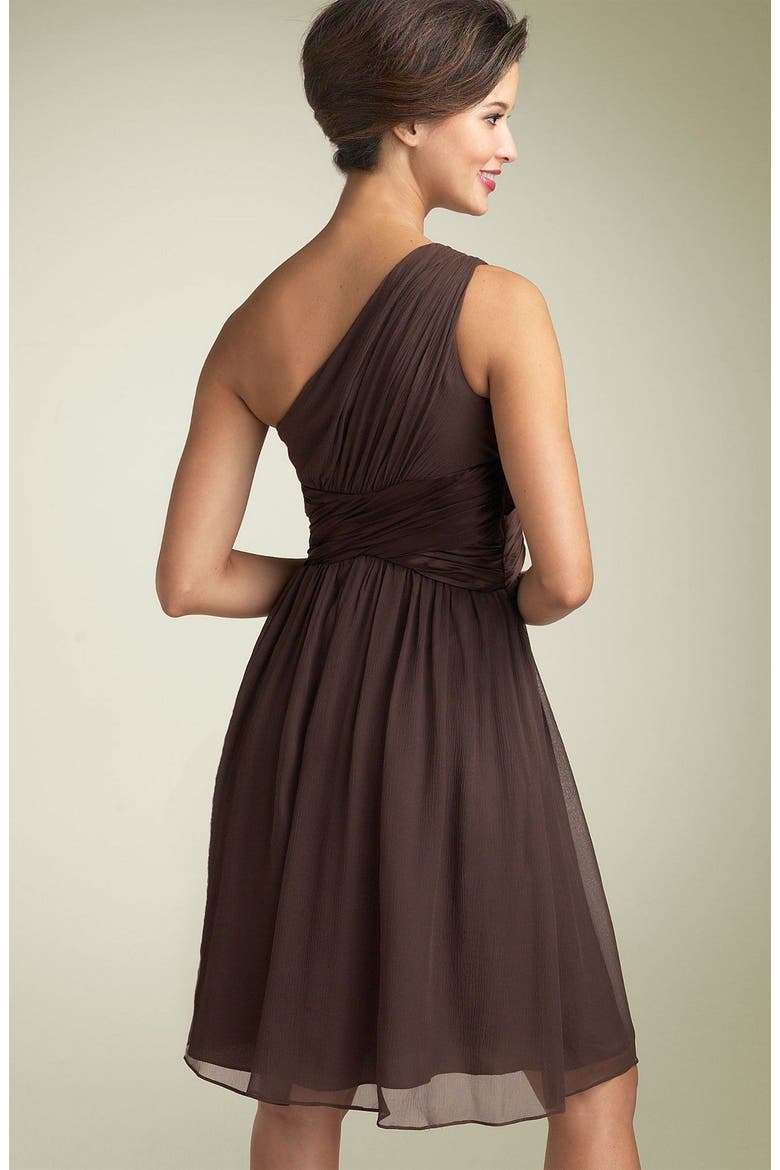 One Shoulder Silk Dress, Alternate, color, ELM