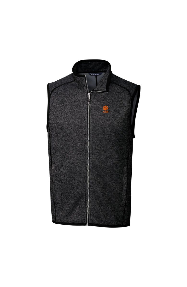 Cutter & Buck Men's Cutter & Buck  Heather Charcoal Clemson Tigers Alumni Logo Mainsail Sweater Knit Fleece Full-Zip Vest, Alternate, color, 