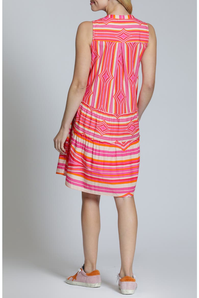 Pintuck Sleeveless Cotton Dress, Alternate, color, PINK ORANGE MULTI