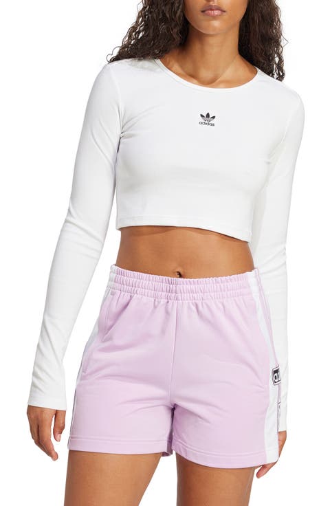 Trefoil Essentials Rib Long Sleeve Crop Top