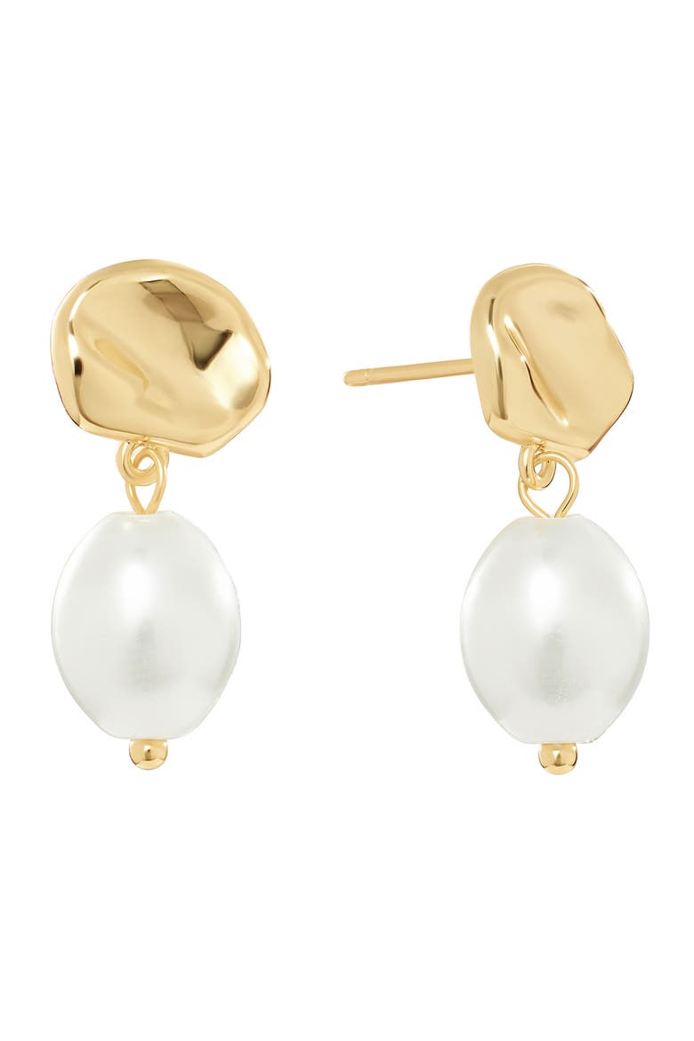 Faux Pearl Drop Earrings, Main, color, GOLD