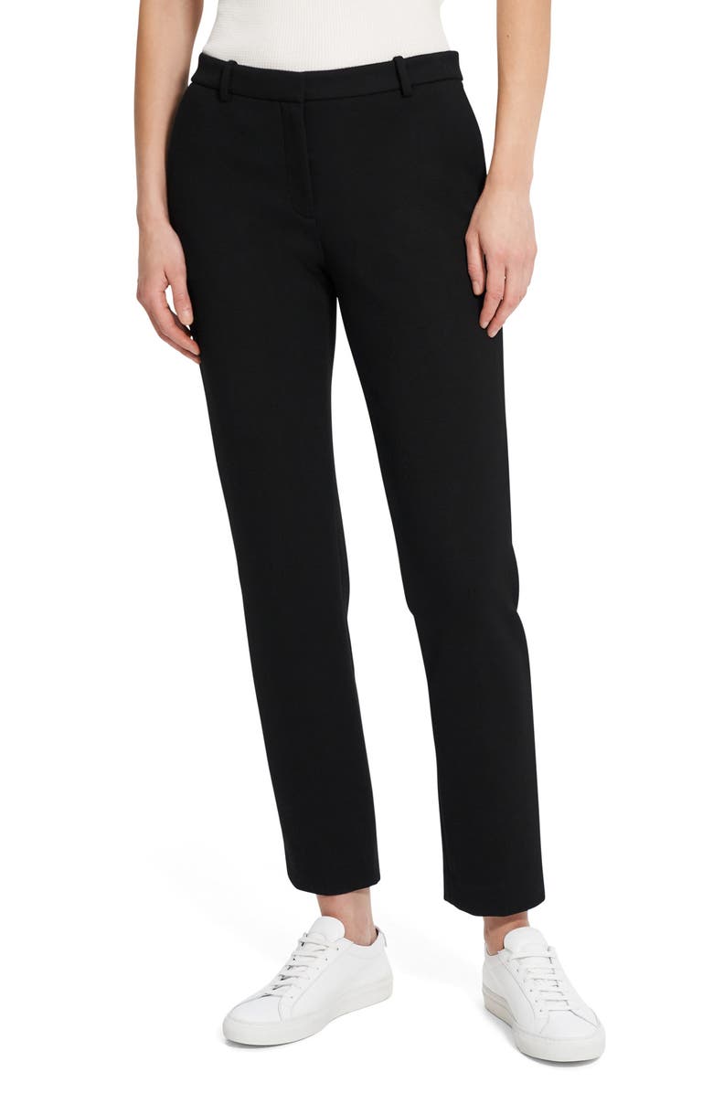 Theory Treeca Double Knit Ankle Pants, Main, color, Blk