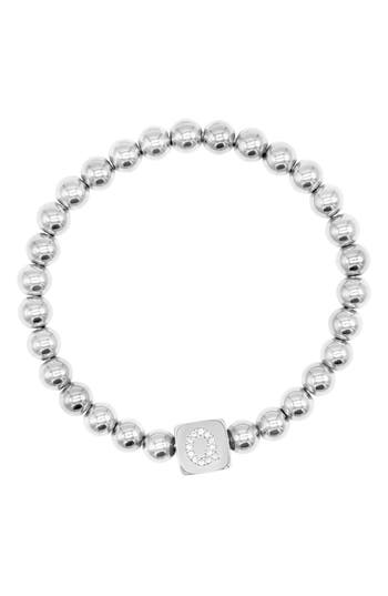 Adornia Crystal Initial Stretch Bracelet In Silver-q