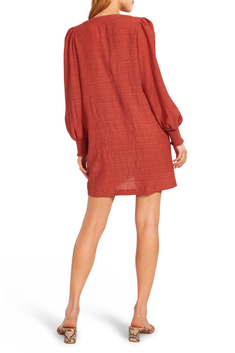 BB Dakota x Steve Madden Ruston Textured Long Sleeve Shift Minidress, Alternate, color, CLAY RED