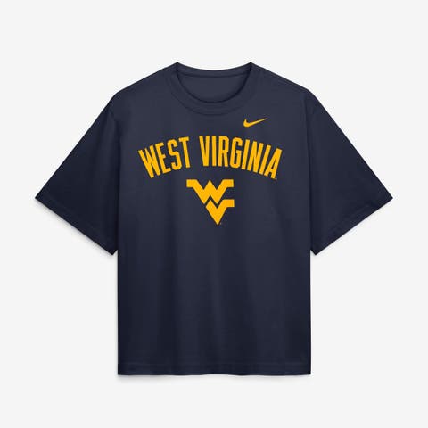 Women's Nike Navy West Virginia Mountaineers Arch Logo Boxy T-Shirt