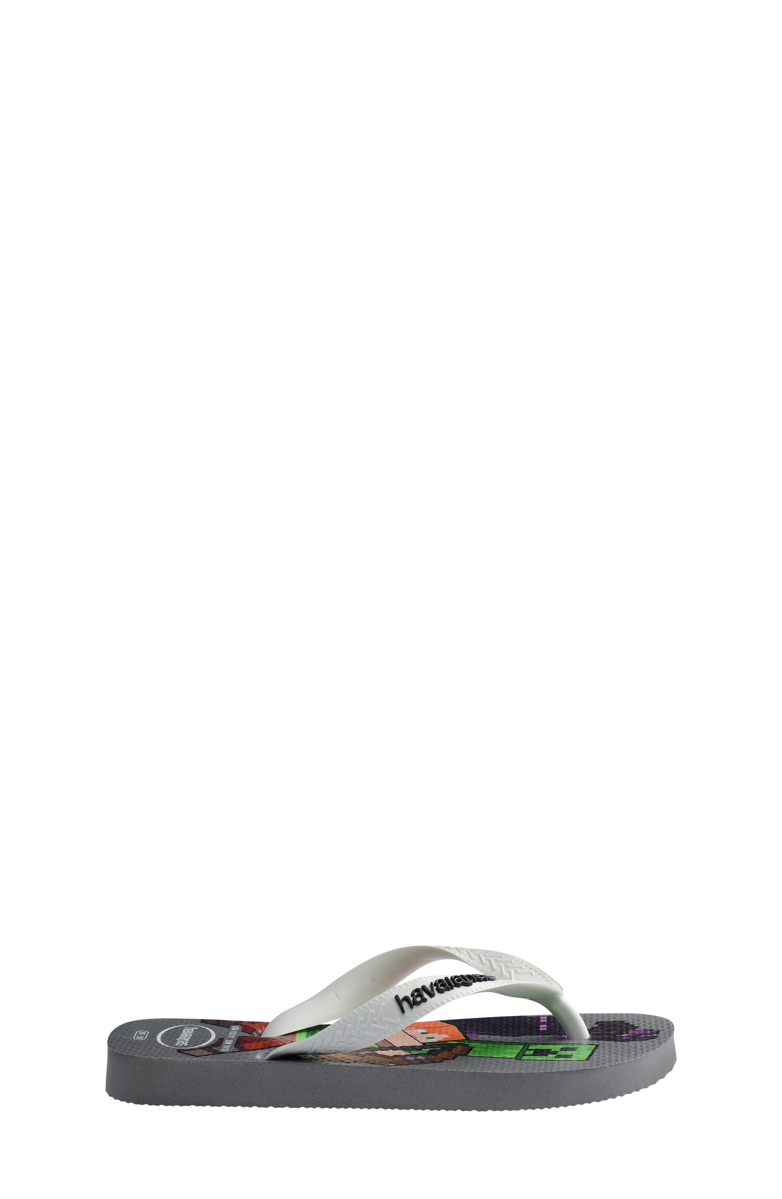 Havaianas Kids' Minecraft Flip Flop, Alternate, color, Steel Grey/ White