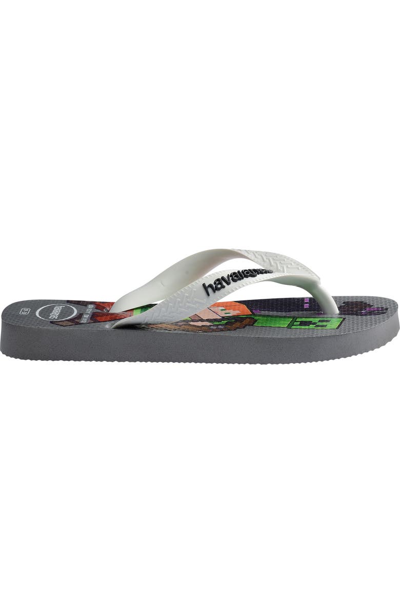 Havaianas Kids' Minecraft Flip Flop, Alternate, color, Steel Grey/ White