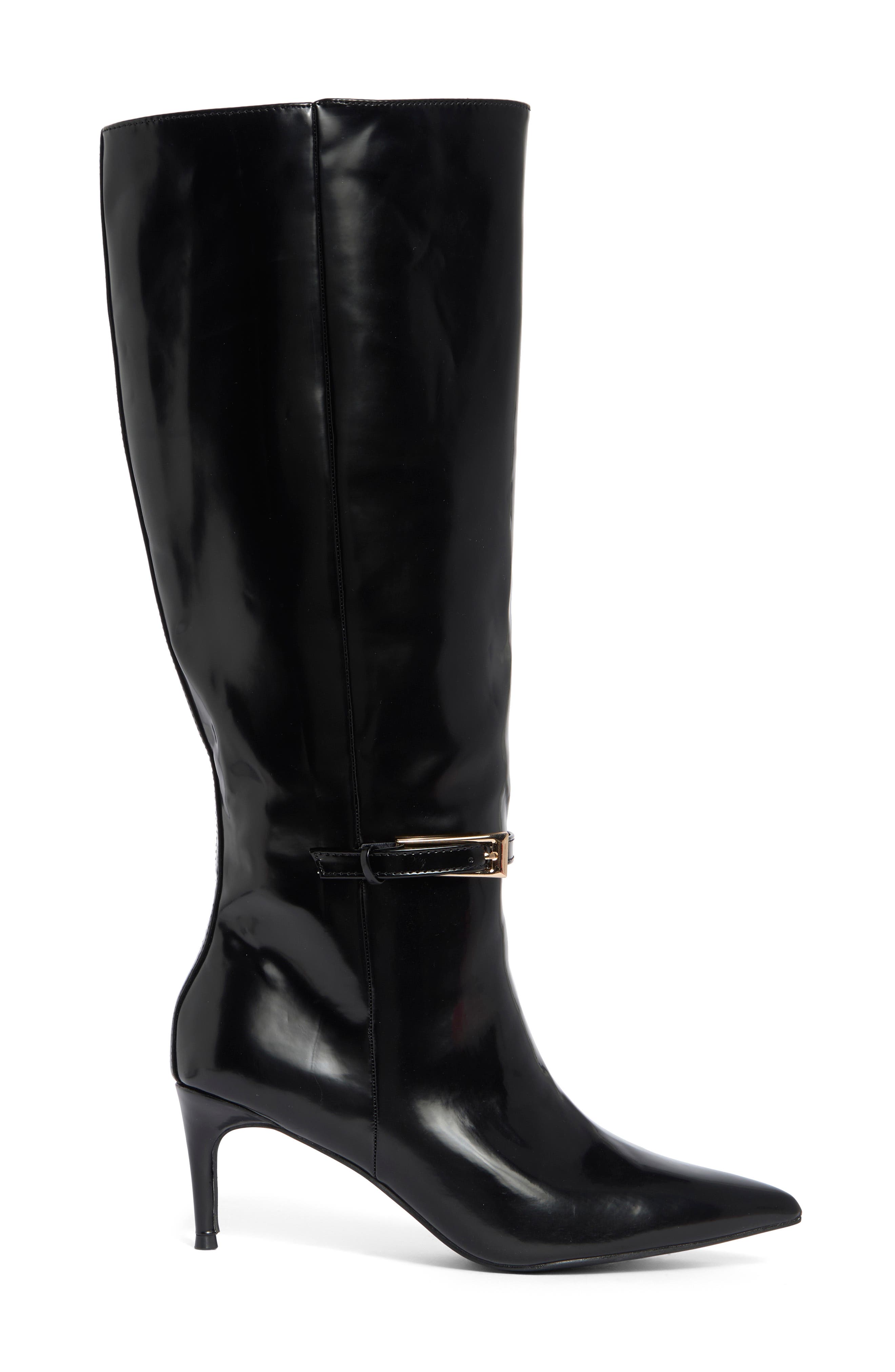 Glazed Knee High Boot, Alternate, color, BLACK