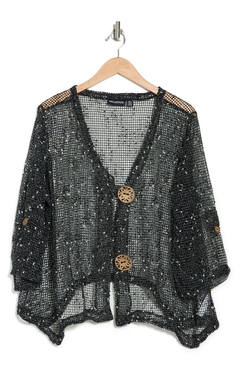 Nina Leonard Coconut Mesh Cardigan, Alternate, color, 