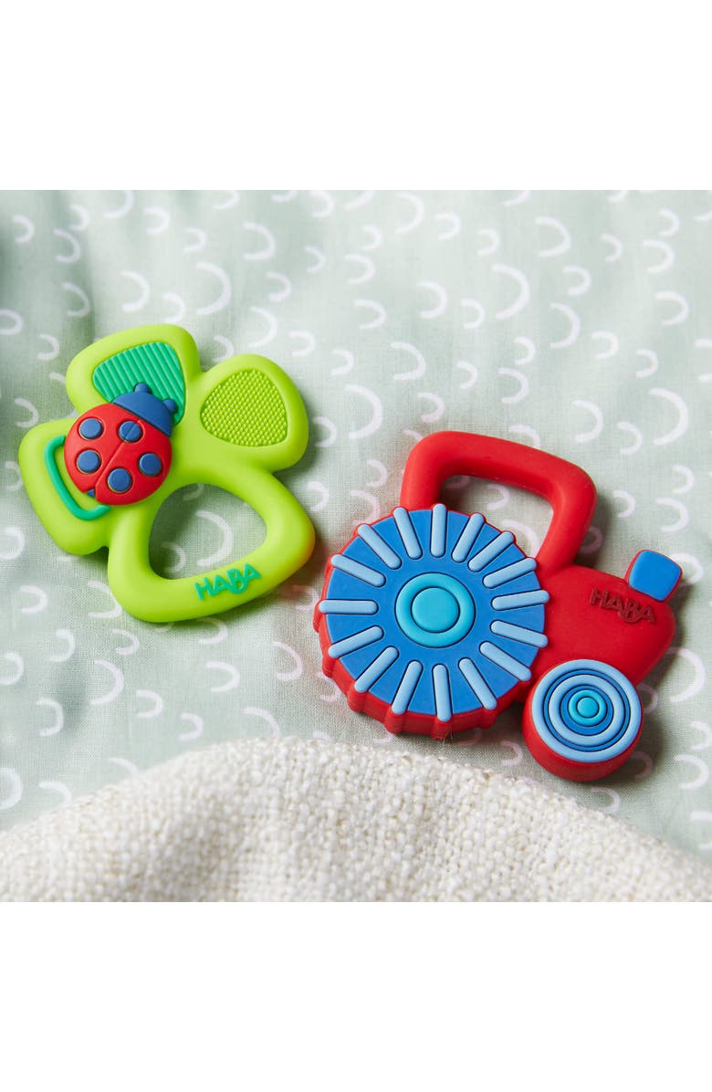 HABA Lucky Shamrock Silicone Teething Toy, Alternate, color, Green Multi