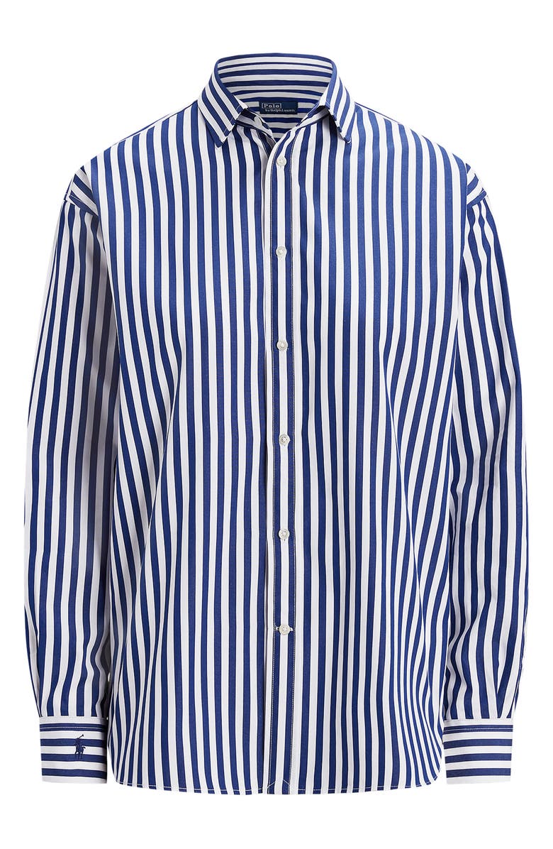 Polo Ralph Lauren Stripe Relaxed Fit Cotton Button-Up Shirt, Alternate, color, 1323 Fall Royal/ White