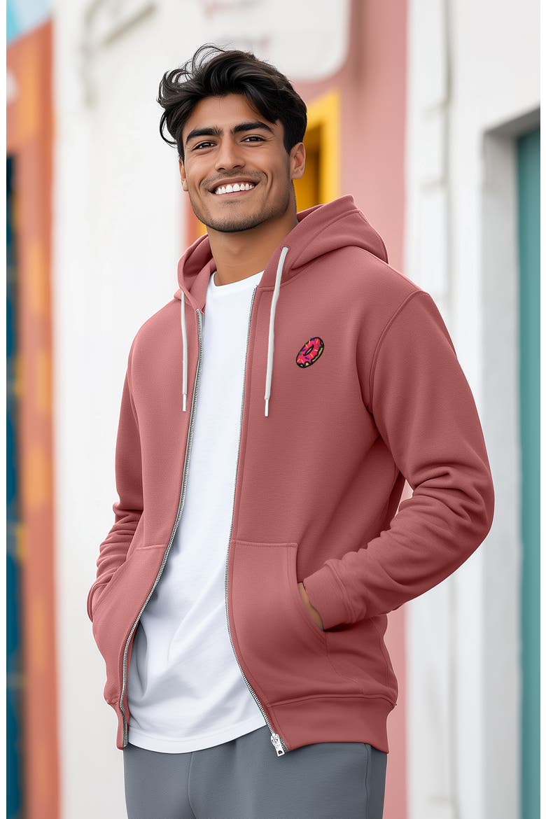 Donut Zip Hoodie, Alternate, color, Mauve