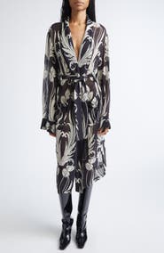 MONSE Print Silk Georgette Wrap Coat