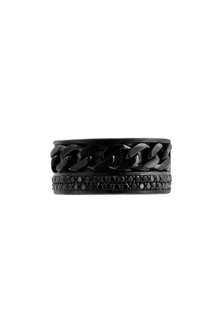 Men's Sterling Silver Pavé Black Spinel Band Ring, Alternate, color, BLACK