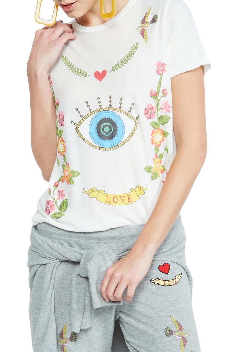 Edda Floral Eye Love Top, Alternate, color, Milk