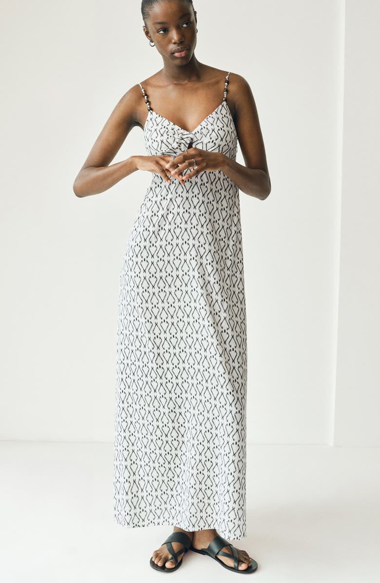 MANGO TEEN Print Maxi Babydoll Dress, Alternate, color, Off White