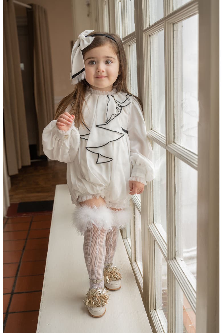 Gwen Romper with Ruffle Trim, Alternate, color, White and Black