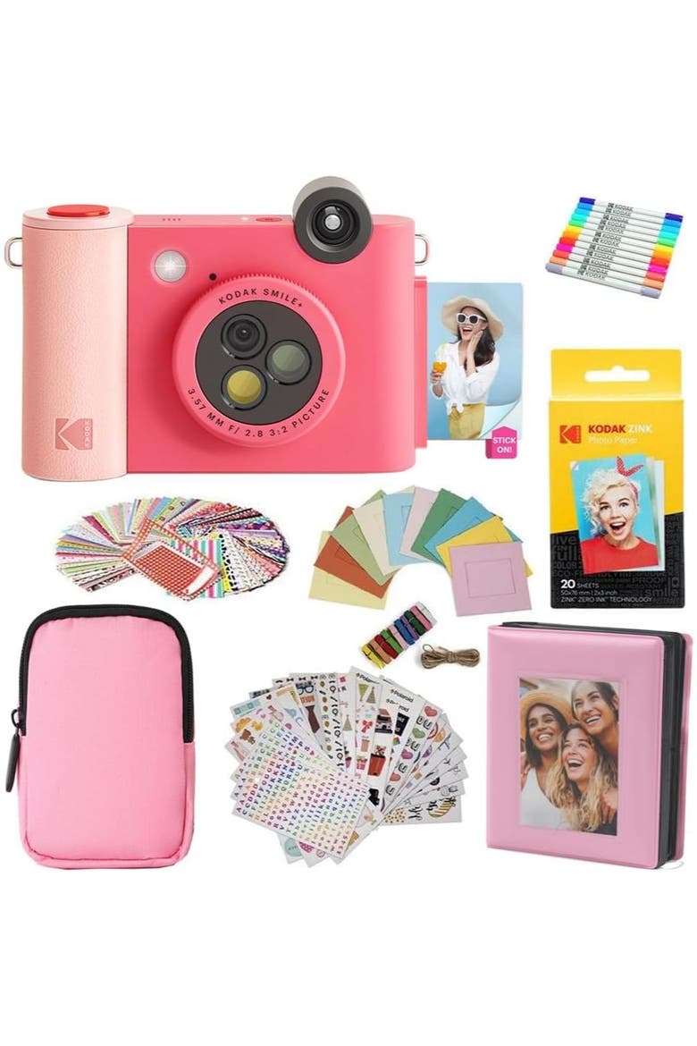 Smile+ 2-in-1 Camera Gift Bundle w/ Pink Case, Main, color, Fuchsia