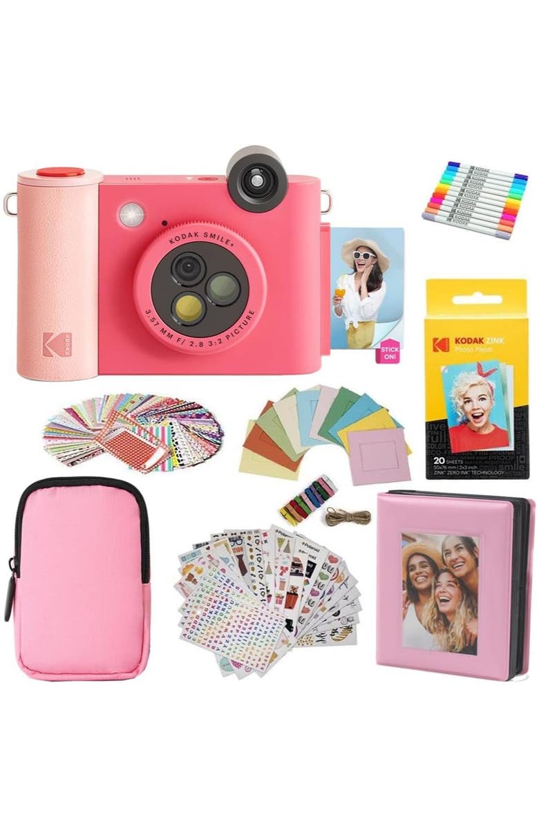 Kodak Smile+ 2-in-1 Camera Gift Bundle w/ Pink Case, Main, color, Fuchsia