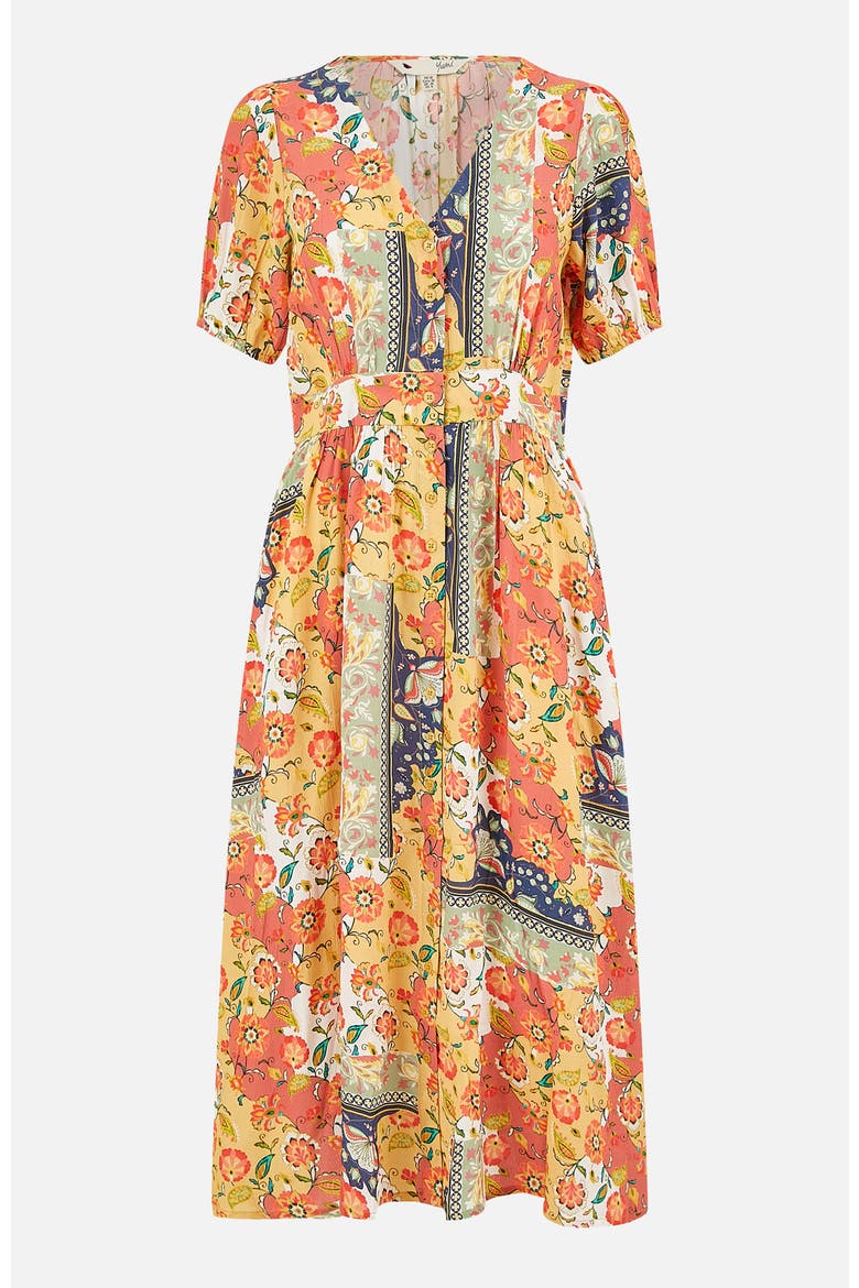 Floral Patchwork Print Midi Shirt Dress, Alternate, color, Multi