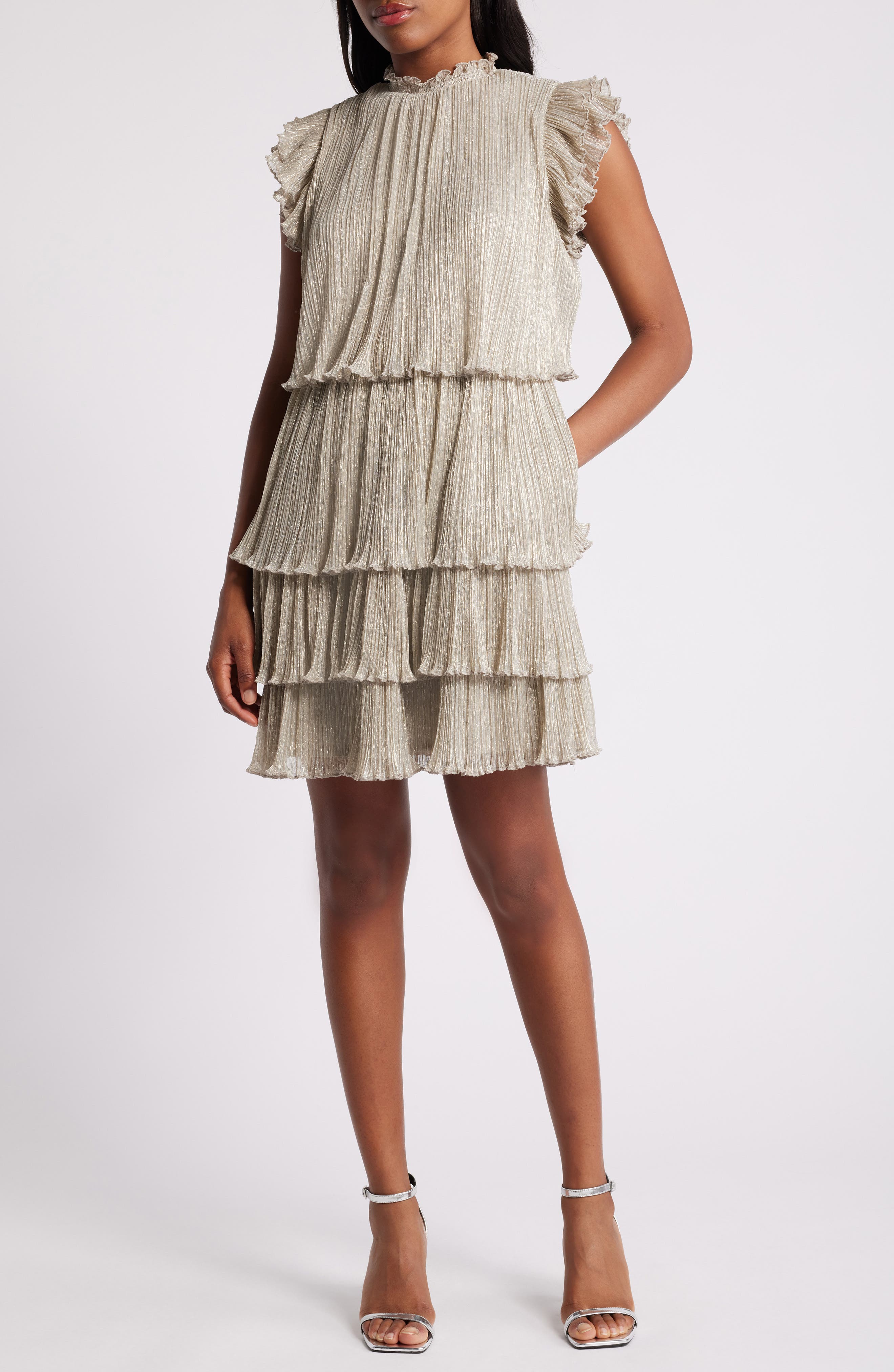 Chelsea28 Metallic Tiered Minidress