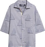 Jacquemus La Plage Stripe Short Sleeve Cotton Jacquard Button-Up Shirt