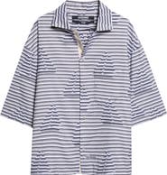 Jacquemus La Plage Stripe Short Sleeve Cotton Jacquard Button-Up Shirt