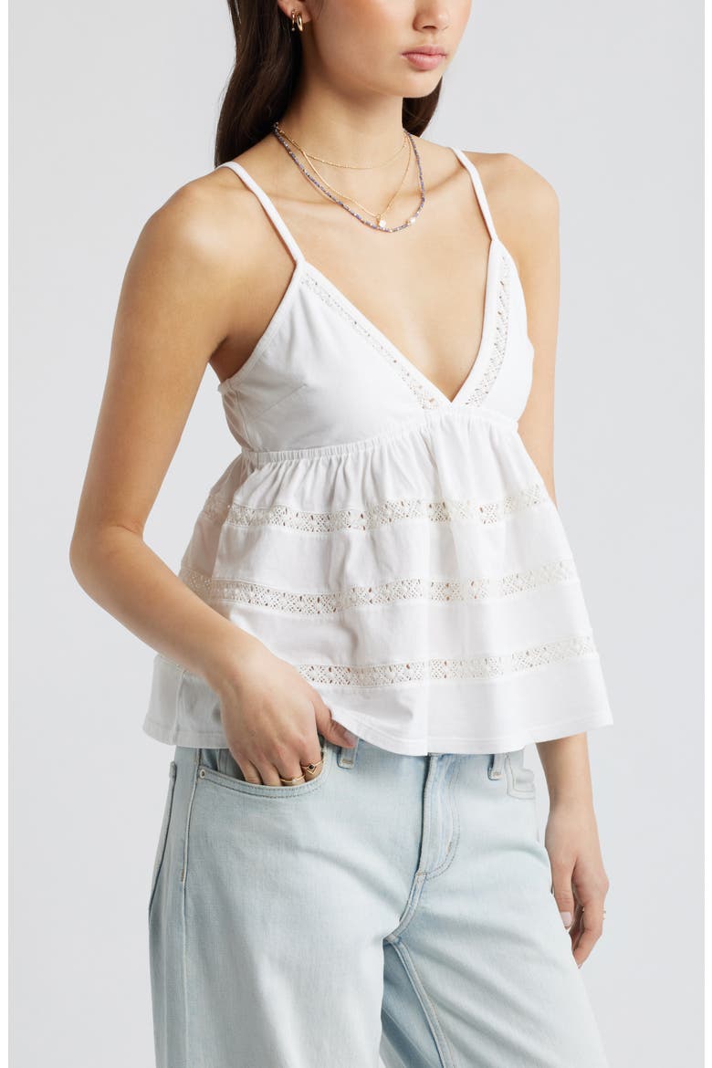 Inset Lace Babydoll Cami, Alternate, color, WHITE