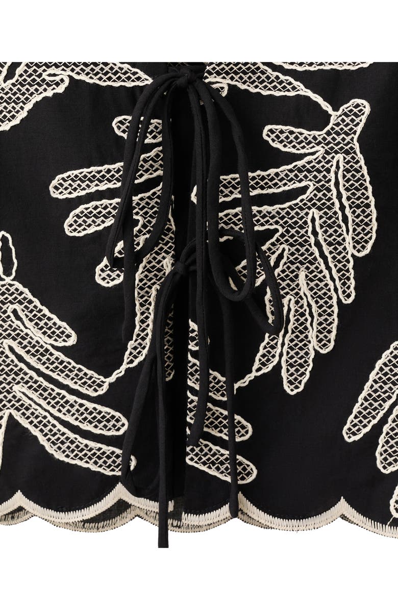 MANGO Embroidered Bow Vest, Alternate, color, Black