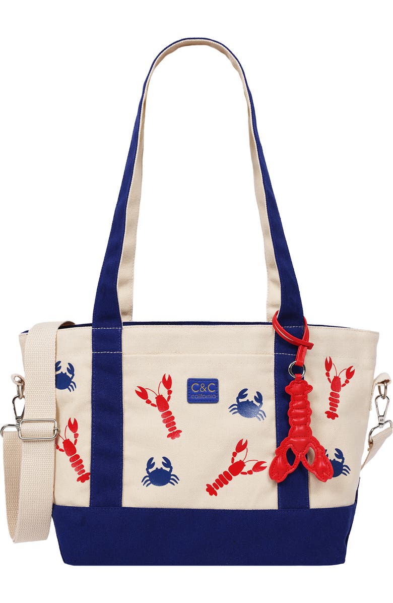 C & C California Lobster & Crab Tote Bag, Main, color, Navy